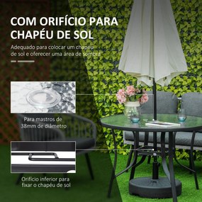 Outsunny Mesa de Cristal de Jardim com Orifício para Chapéu de Sol Mes