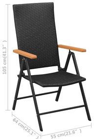 3 pcs conjunto de jantar para jardim preto e castanho