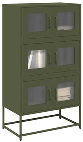 vidaXL Aparador alto 68x39x123 cm aço verde azeitona