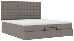 Estrutura de cama otomana com colchão tecido cinzento 160x200cm