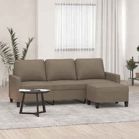 3153374 vidaXL Sofá 3 lugares com apoio de pés 180 cm tecido cinza-acastanhado