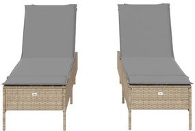 Espreguiçadeiras com almofadões 2 pcs vime PE bege