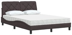 Cama com colchão 120x200 cm tecido castanho-escuro