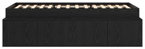 Estrutura de Cama de Carvalho Preto 90x200 cm