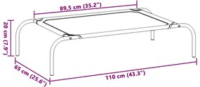 Cama para cães elevada 110x65x20cm tecido oxford e aço cinzento