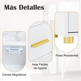 Armário de casa de banho alto de 181 cm estreito com 2 portas e prateleiras ajustáveis Faixa de luzes de 3 cores Branco