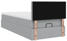 Estrutura cama otomana colchão 90x190 cm tecido cinzento claro