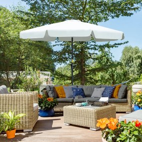 Chapéu de Sol de Jardim Ø266x250 cm Proteção UV50+ Chapéu de Sol de Alumínio Inclinável com Teto de Ventilação Manivela para Terraço Varanda Exterior