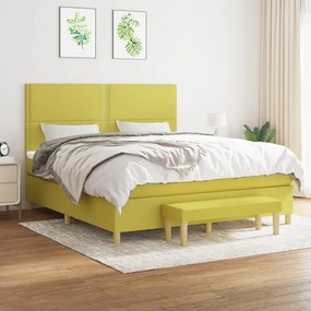 vidaXL Cama com molas/colchão 180x200 cm tecido verde-claro