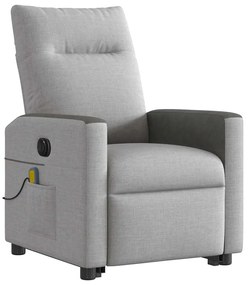Poltrona elétrica elevatória massagens tecido cinzento-nublado