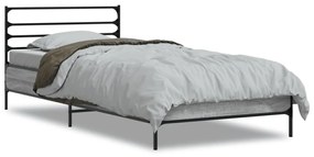 Estrutura cama 100x200 cm derivados madeira/metal cinza sonoma