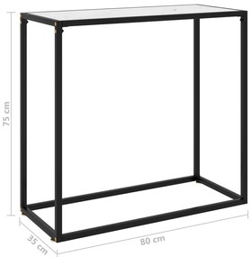 Mesa consola 80x35x75 cm vidro temperado branco