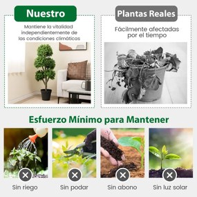 Árvore artificial de 115 cm com vaso com cimento Árvore falsa de 5 copos Decoração de escritório interior e exterior Jardim Pátio Verde