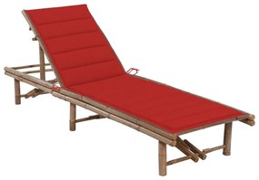 vidaXL Espreguiçadeira de jardim com almofadão bambu