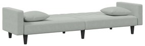 2 pcs conjunto de sofás com almofadas veludo cinzento-claro