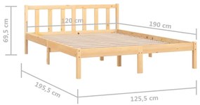 Estrutura de cama pequena casal 120x190 cm pinho maciço