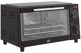 HOMCOM Mini Forno Elétrico 9L com Temperatura Ajustável até 230°C Temporizador 60 min e Bandeja para Assar 35x24,6x20 cm Preto | Aosom Portugal