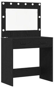 Conjunto de Mesa de Maquilhagem em 3 Peças com Espelho LED em Madeira