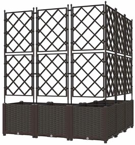 Vaso de Jardim com Treliça 5 pcs Castanho 120x120x143 cm