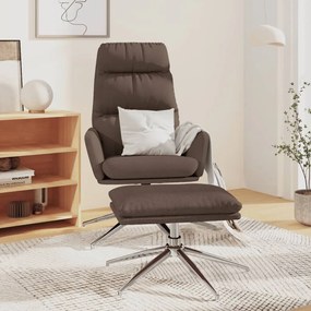 vidaXL Cadeira de descanso com banco tecido cinzento-acastanhado