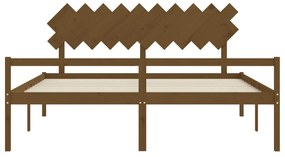 Cama para idosos c/ cabeceira 200x200 cm madeira castanho-mel