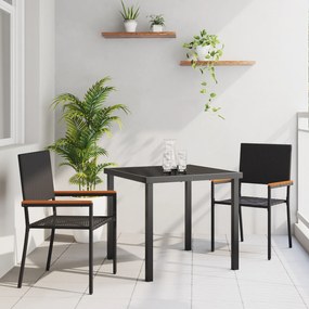 vidaXL Conjunto de Jantar Jardim 3 Peças Preto Rattan Poliéster