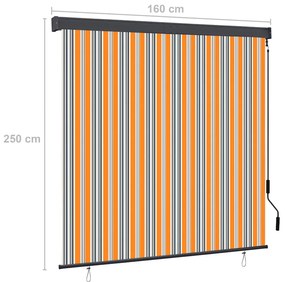 Estore de rolo para exterior 160x250 cm amarelo e azul