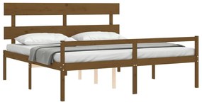 Cama para idosos c/ cabeceira 200x200 cm madeira castanho-mel