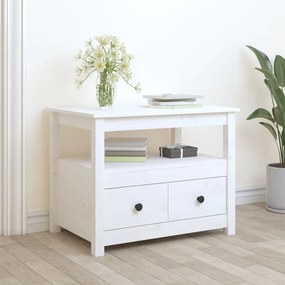 vidaXL Mesa de centro 71x49x55 cm pinho maciço branco