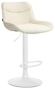 Banco alto em tecido com estrutura branca 85-106 x 49 x 51 cm cor creme