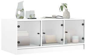 Mesa de centro c/ portas de vidro 102x50x42 cm branco