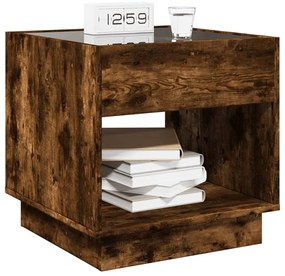 Mesa de cabeceira c/ LED Infinity 50x50x50 cm carvalho fumado