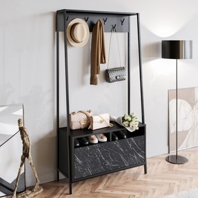 Hall Stand Devin – Preto Mármore – 94x180x35,3 cm