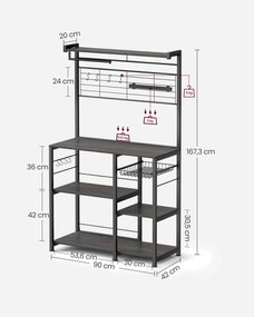 Armário de cozinha com fita magnética 12 ganchos 42 x 90 x 167,3 cm preto