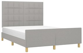 Estrutura de cama sem colchão 140x200 cm tecido cinzento-claro