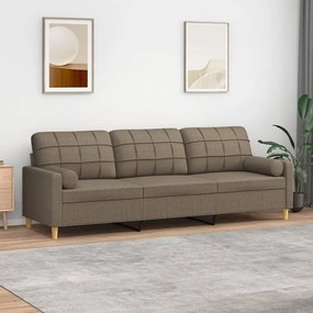 vidaXL Sofá 3 lugares c/ almofadões 210 cm tecido cinza-acastanhado