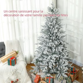 Árvore de Natal artificial de 180 cm com suporte metálico, 1489 ramos cobertos de neve, pinhas, verde