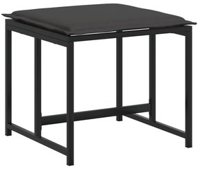 11 pcs conj. de jantar p/ jardim c/ almofadões textilene preto
