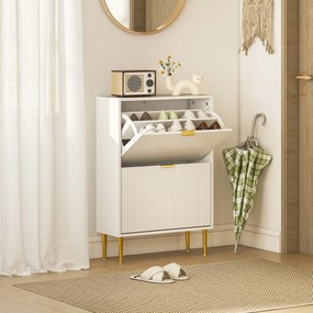 Sapateira Estreita Sapateira para Entrada com Prateleiras Ajustáveis para 12 Pares de Sapatos 60x24x91,5 cm Branco