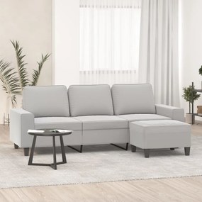 vidaXL Sofá 3 lugares c/ apoio de pés 180 cm microfibra cinza-claro