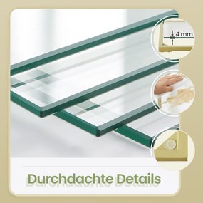 Estante com estrutura elegante e 6 prateleiras em vidro transparente 30 x 40 x 177,3 cm dourado