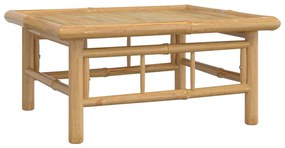 4 pcs conjunto lounge de jardim bambu c/ almofadões branco nata