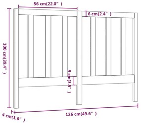 Cabeceira de cama 126x4x100 cm pinho maciço