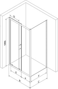 Mexen Apia cabine de duche de correr 100 x 80 cm, transparente, preta - 840-100-080-70-00