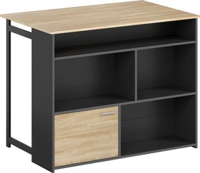 HOMCOM Mesa de bar extensível com tampo abatível, mesa alta para cozinha, 1 armário e 4 compartimentos abertos, 116x79,6x90,5cm, preto | Aosom Portugal