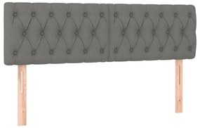 Cama box spring c/ colchão e LED 160x200 cm tecido cinza-escuro