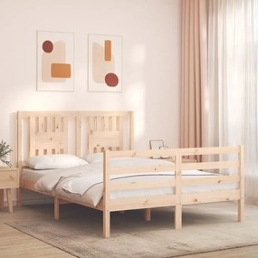 vidaXL Estrutura de cama de casal c/ cabeceira madeira maciça
