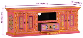 Móvel de TV 110x30x40 cm madeira de mangueira maciça rosa