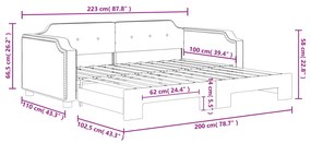 Sofá-cama com gavetão 100x200 cm tecido cinzento-escuro