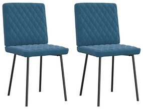 Cadeiras de jantar 2 pcs veludo azul